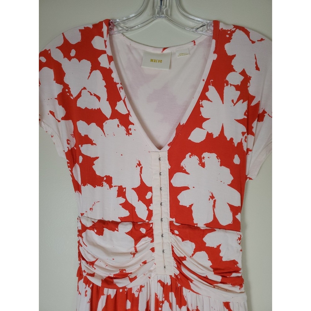Anthropologie Maeve Floral Tropical Short Sleeve Knee Length Dress Extra Small - Picture 2 of 7